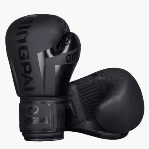 Gants de boxe pour hommes, noires, confortables et résistants, idéaux pour un entraînement intensif.