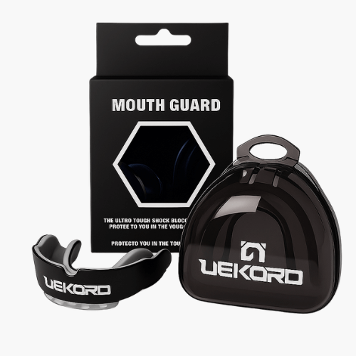 Protège-dents de combat professionnel Uekord avec boîtier de protection, idéal pour les sports de contact.